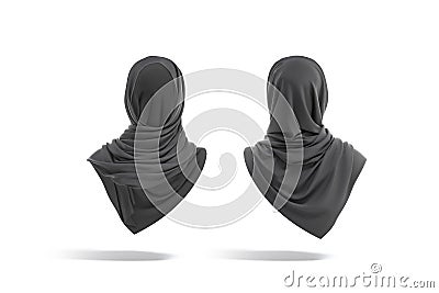 Blank black woman muslim hijab mockup, front and back view Stock Photo