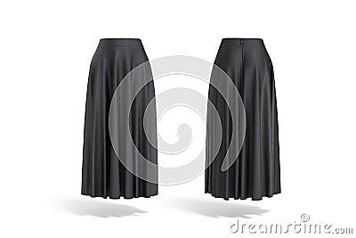 Blank black women maxi skirt mockup, front and back view Stock Photo