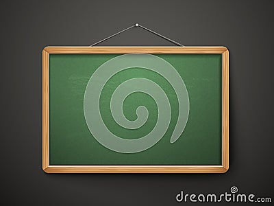 Blank blackboard in wooden frame Vector Illustration