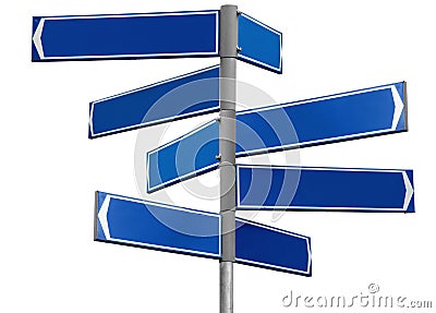 Blank blue direction sign Stock Photo