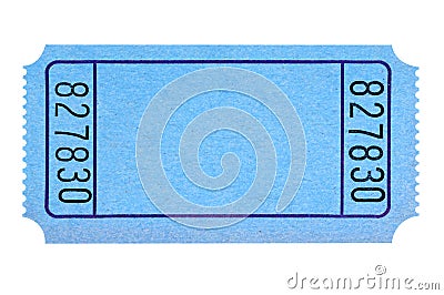 Blank blue movie or raffle ticket isolated on white Stock Photo