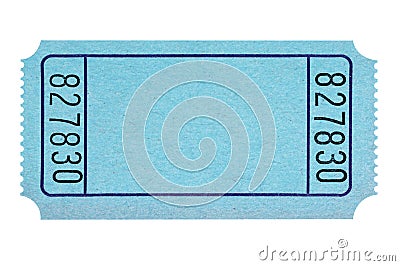 Blank blue raffle ticket isolated on white plain cut out Stock Photo