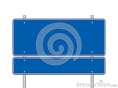 Blank blue road sign isolated on white background Vector Illustration
