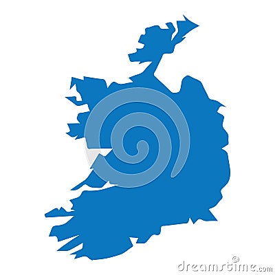 Blank Blue similar Ireland map isolated on white background. Eur Vector Illustration