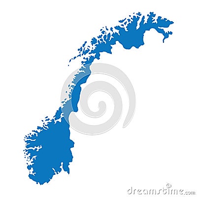 Blank Blue similar Norway map isolated on white background. European country. Vector template for w Vector Illustration