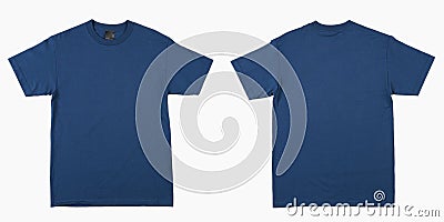 Blank blue t-shirt set isolated mock up tshirt for print. Stock Photo