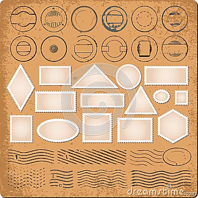 Blank borders and grunge rubber stamps Vector Illustration