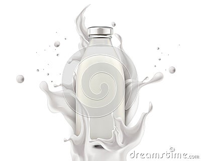 Blank bottle milk mockup Vector Illustration