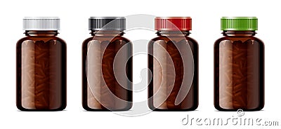 Blank bottles mockups for pills or other pharmaceutical preparations. Vector Illustration