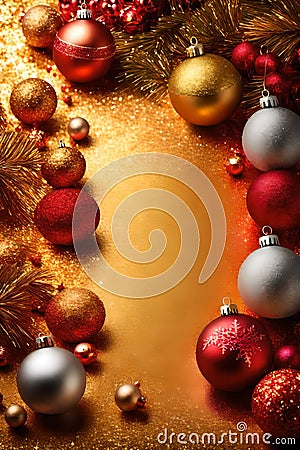 Blank bright background with christmas decorations frame Stock Photo