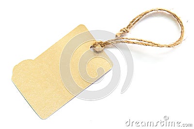 Blank brown cardboard price tag or label on white background Stock Photo