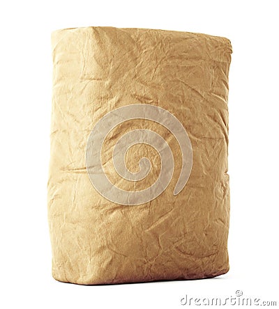 Blank brown craft paper bag isolated on white Cartoon Illustration