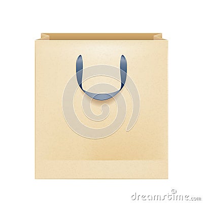 Blank brown paper bag with black handles. Vector Illustration