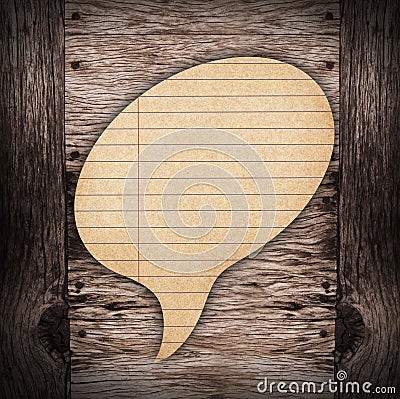 Blank Brown paper Speech on wood background Stock Photo