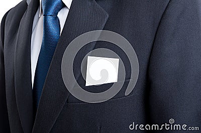 Blank business card in business man suit jacket pocket Stock Photo