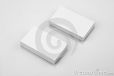 Blank Business Card Mockup on Reflective Background Stock Photo