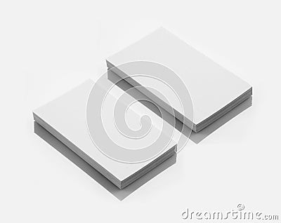 Blank Business Card Mockup on White Reflective Background Stock Photo