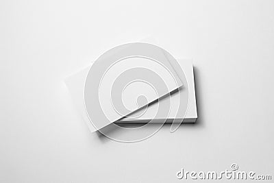 Blank business card stack mock up. Template for branding identity isolated on white paper background Stock Photo