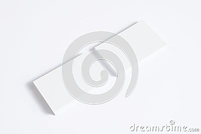 Blank business cards stack isolated on white. Mockup template for graphic designers presentations and portfolios. 3d render Stock Photo