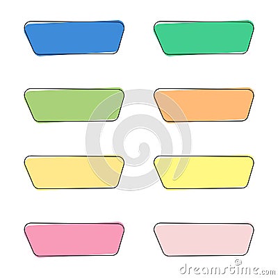 Blank Button Element Icon Collection. Blank colored internet web button set. Vector Illustration Vector Illustration