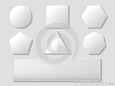 Blank buttons icon set of circle, square, pentagon, hexagon, triangle, heptagon, rectangle Vector Illustration