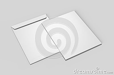 Blank C4 envelope mock-up, blank template. 3d render illustration. Cartoon Illustration