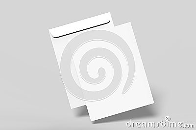 Blank C4 envelope mock-up, blank template. 3d render illustration. Cartoon Illustration
