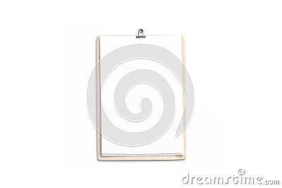 Blank cafe menu, wooden board mockup, a4, top view, Stock Photo