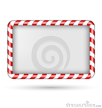 Blank candy cane frame isolated on white Vector Illustration