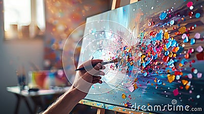 A blank canvas being filled with pixels to create a digital masterpiece generated by AI Stock Photo