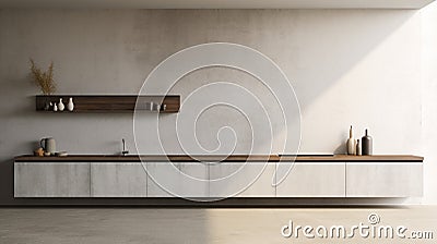 blank canvas for decorative elements or culinary artwork kitchen wall mockup minimalistic Stock Photo