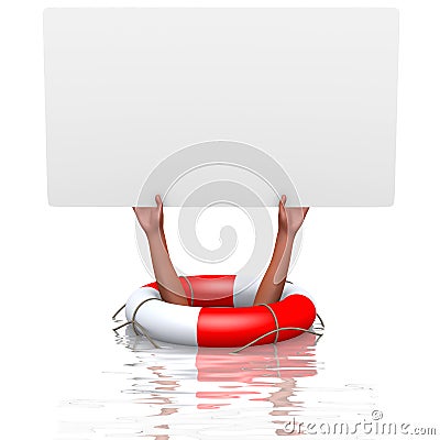 Blank card in drowning hands Stock Photo