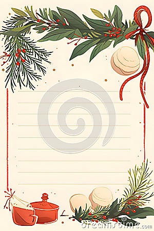 A blank card with space for your own inscription, decorated on the sides with rowan leaves and conifers Vector Illustration