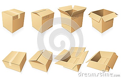 Blank cardboard boxes Vector Illustration