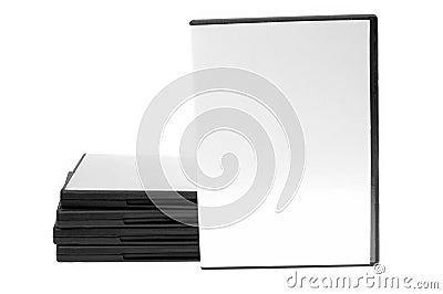 Blank case DVD / CD and disk on white background Stock Photo