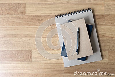 Blank catalog and book , magazines,book mock up on wood background Stock Photo
