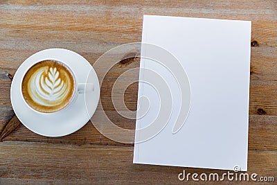 Blank catalog, magazines,book mock up on wood background Stock Photo