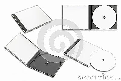 Blank CD and CD case mock up set. Clipping path included for easy selection. Stock Photo
