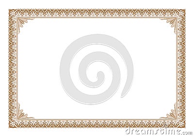 Blank Certificate border, ready add text, in gold color Vector Illustration