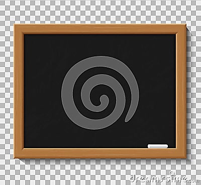 Blank chalkboard for school class. Wooden blackboard with chalk for education in university. Board for teacher lesson in classroom Vector Illustration