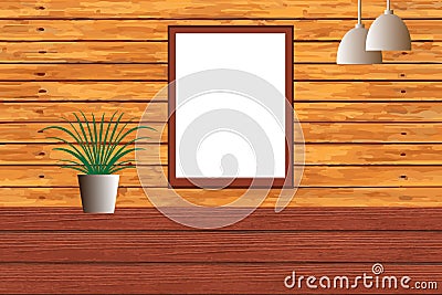 Blank chalkboard on Wooden Wal Stock Photo