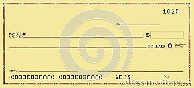 Blank Check with False Numbers Stock Photo