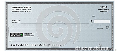 Blank Check Stock Photo