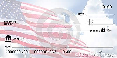 Blank Check Template American Patriotic Flag Stock Photo