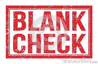 BLANK CHECK, words on red rectangle stamp sign Stock Photo