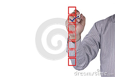 Blank checklist on whiteboard with check mark Stock Photo