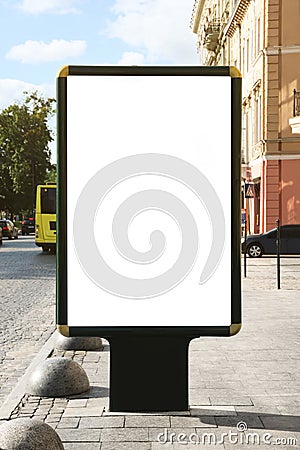 Blank citylight poster on street in city. Space for design Stock Photo