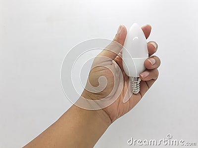 Blank Clean Oval Shaped Electric Light Bulb for Home Interiors Lighting Accessories in White background Stock Photo