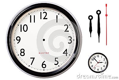 Blank clock face and hands Stock Photo