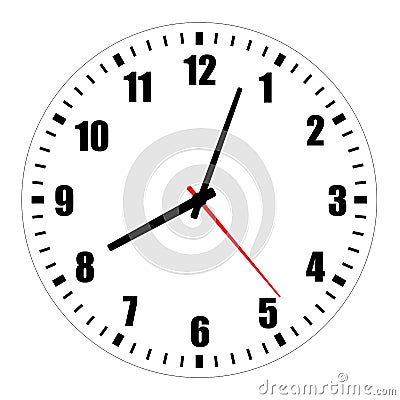 Blank clock face illustration on white Vector Illustration